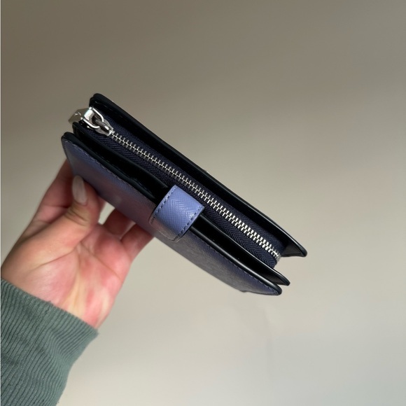 Kate Spade Madison Colorblock Medium Compact Bifold Wallet In Evening Blue Iris - Picture 6 of 10